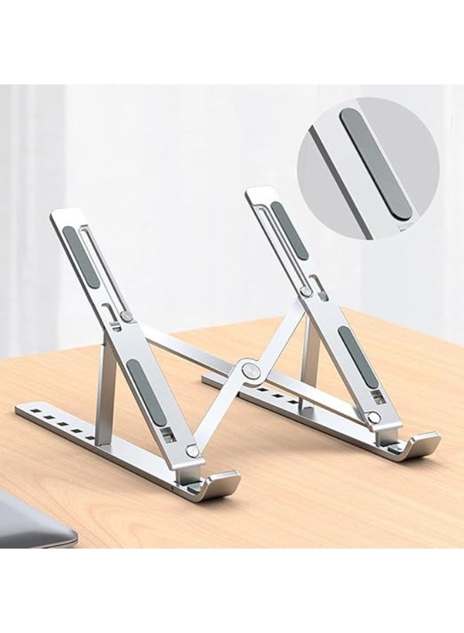 Aluminum laptop stand, foldable and adjustable, compatible with MacBook Air Pro, HP, Lenovo, Dell and other laptops and tablets from 10 to 15.6 inches (silver color) - Image 3